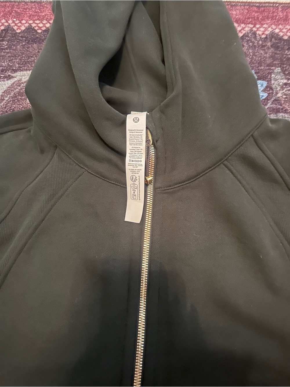 lululemon athletica dark green Half Zip Hoodie with Gold Zipper